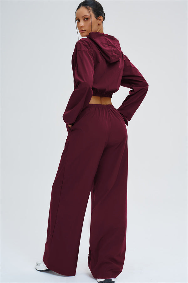 Crop Hoodie + Sweatpants 2-Piece Set