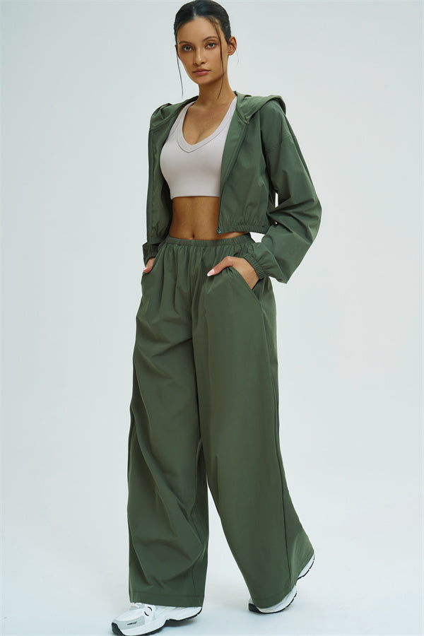 Crop Hoodie + Sweatpants 2-Piece Set
