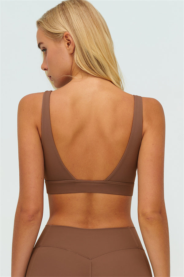 V-Back Sports Bra Flared Leggings 2-Piece Set