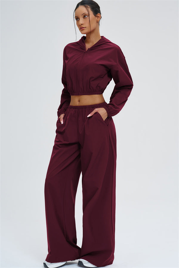 Crop Hoodie + Sweatpants 2-Piece Set