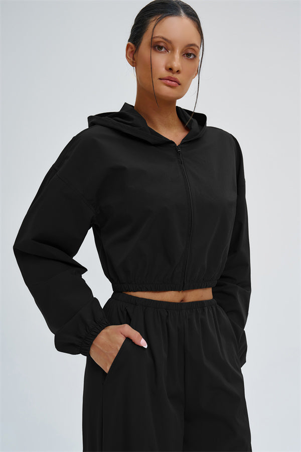 Crop Hoodie + Sweatpants 2-Piece Set