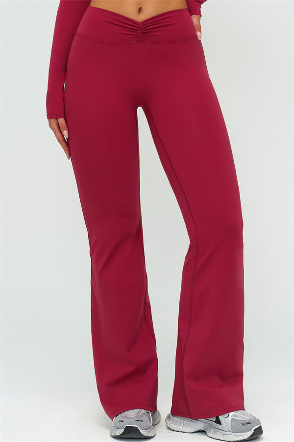 V-Back Sports Bra Flared Leggings 2-Piece Set