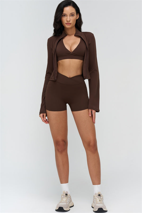 Deep V-Neckline Sports Bra