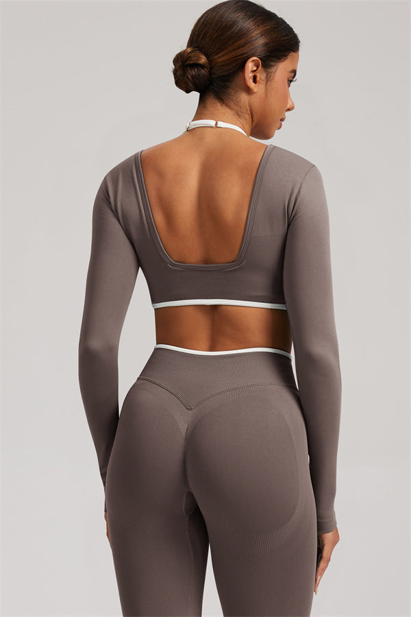 Long Sleeve + Crop Top Leggings 2-Piece Set
