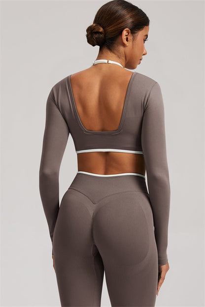 Long Sleeve + Crop Top Leggings 2-Piece Set