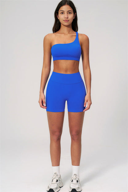 One-Shoulder Sports Bra Shorts 2-Piece Set