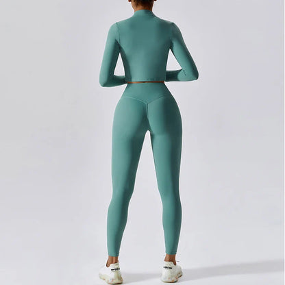 3 Pieces Workout Clothes Sports Bra High Waist Gym Leggings Long-Sleeved