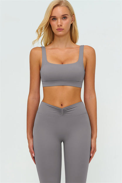 V-Back Sports Bra Flared Leggings 2-Piece Set