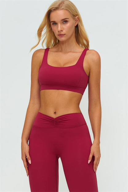 V-Back Sports Bra Flared Leggings 2-Piece Set