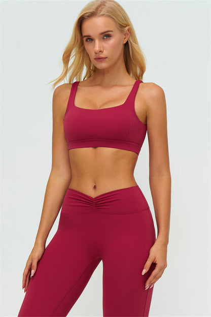 V-Back Sports Bra Flared Leggings 2-Piece Set