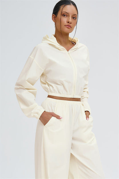 Crop Hoodie + Sweatpants 2-Piece Set