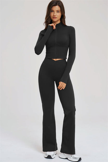 Zip Jacket + Flared Leggings 2-Piece Set