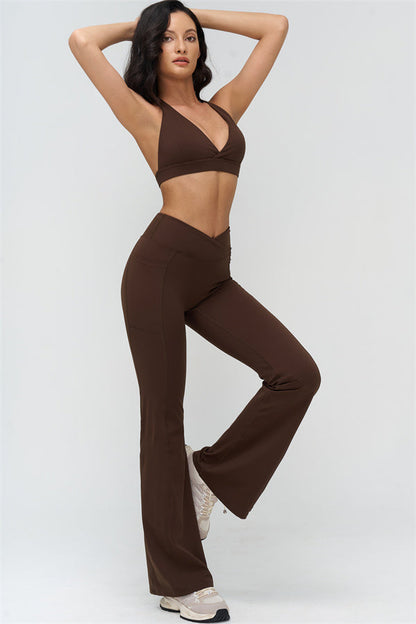 Deep V-Neckline Sports Bra