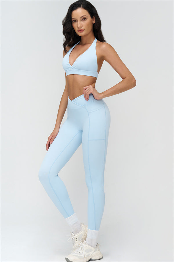 Deep V-Neckline Sports Bra