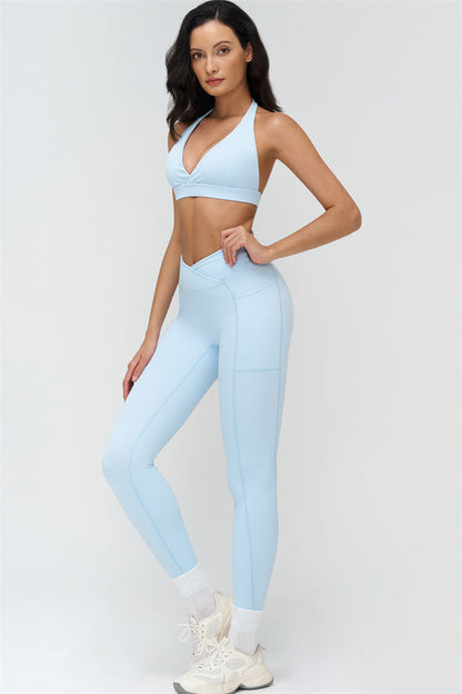 Deep V-Neckline Sports Bra
