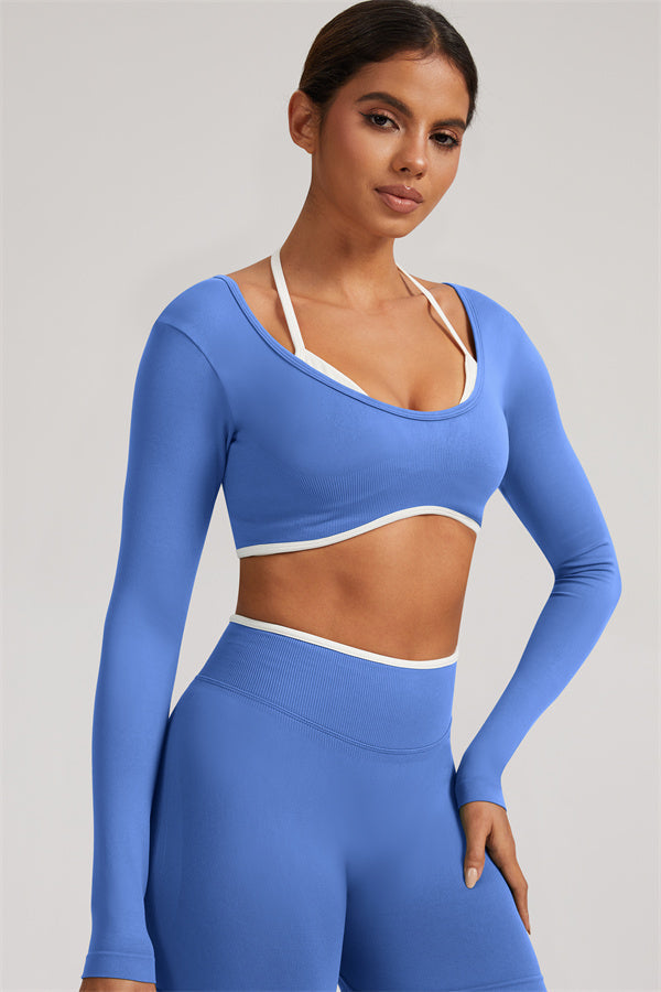 Long Sleeve + Crop Top Leggings 2-Piece Set