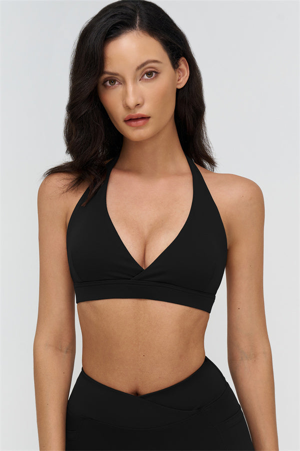 Deep V-Neckline Sports Bra