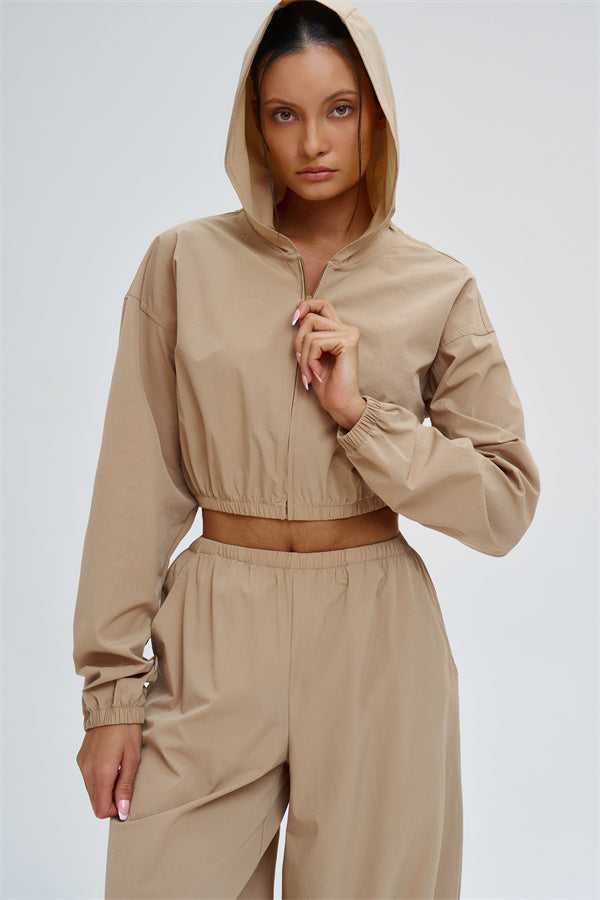 Crop Hoodie + Sweatpants 2-Piece Set