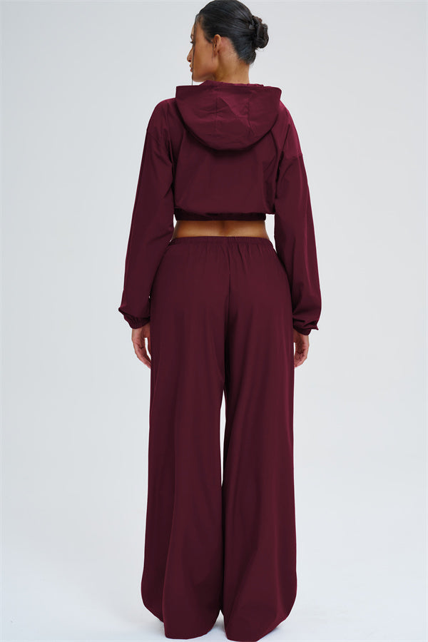 Crop Hoodie + Sweatpants 2-Piece Set