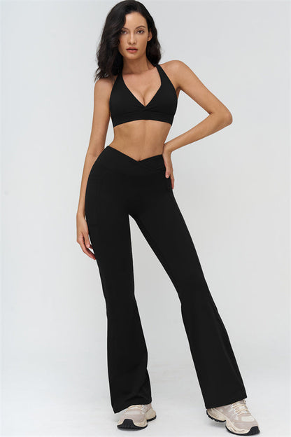 Deep V-Neckline Sports Bra