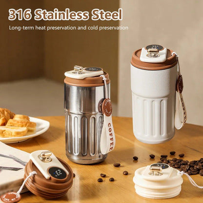 Smart Digital Thermal Bottle Portable Coffee Mug -Stainless Steel
