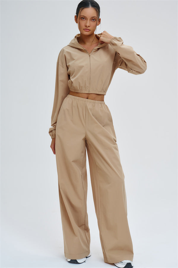 Crop Hoodie + Sweatpants 2-Piece Set