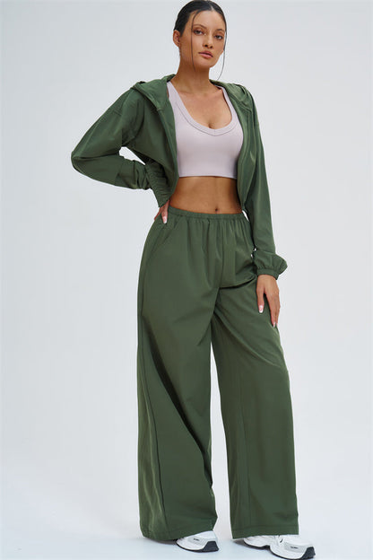 Crop Hoodie + Sweatpants 2-Piece Set