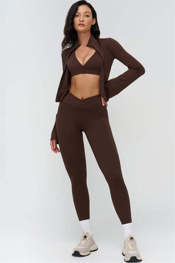 Deep V-Neckline Sports Bra