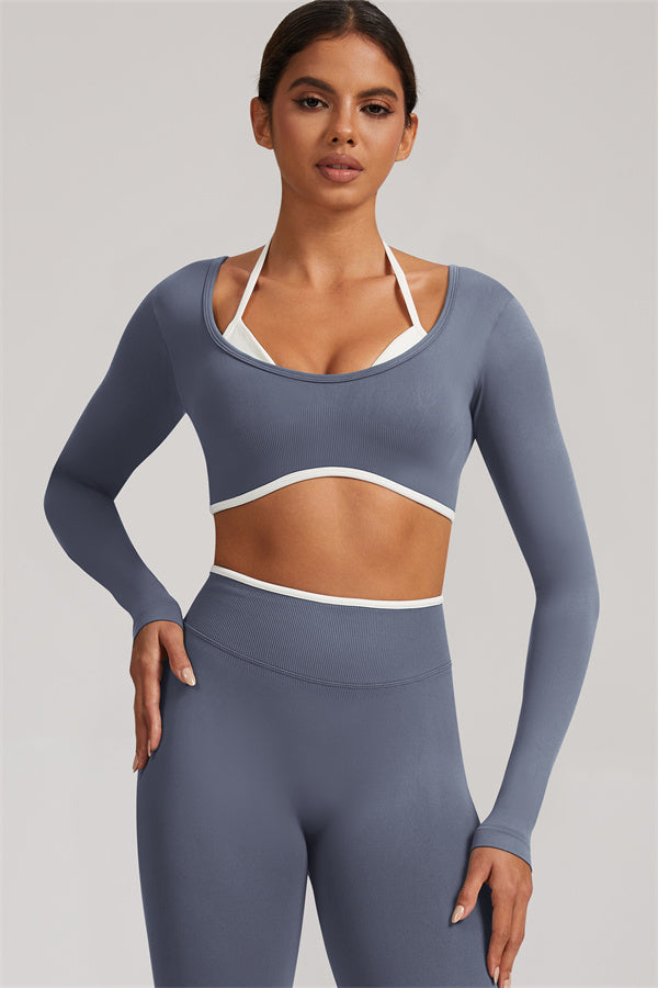 Long Sleeve + Crop Top Leggings 2-Piece Set