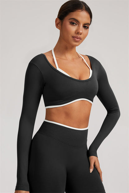Long Sleeve Crop top Shorts 2-Piece Set