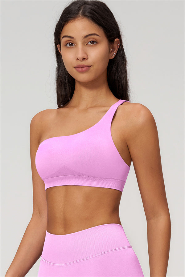 One-Shoulder Sports Bra Shorts 2-Piece Set