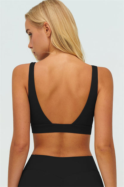 V-Back Sports Bra Flared Leggings 2-Piece Set