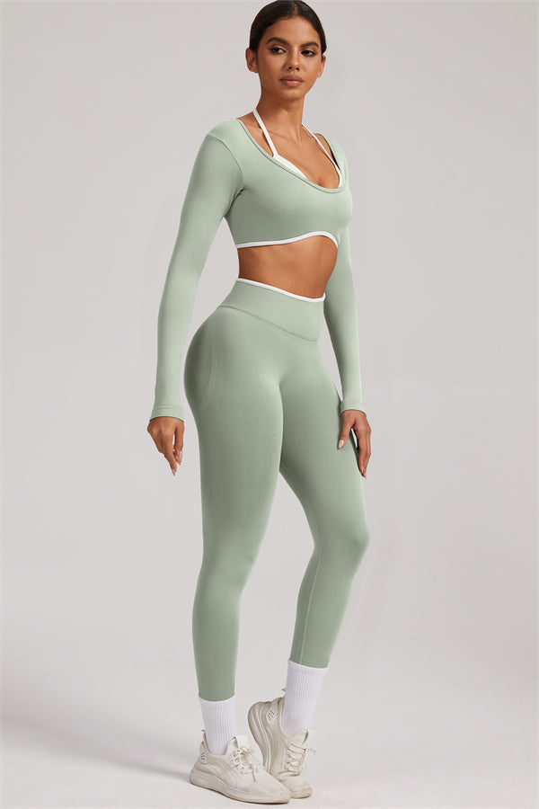 Long Sleeve + Crop Top Leggings 2-Piece Set