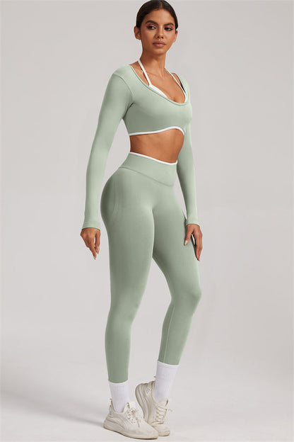 Long Sleeve + Crop Top Leggings 2-Piece Set