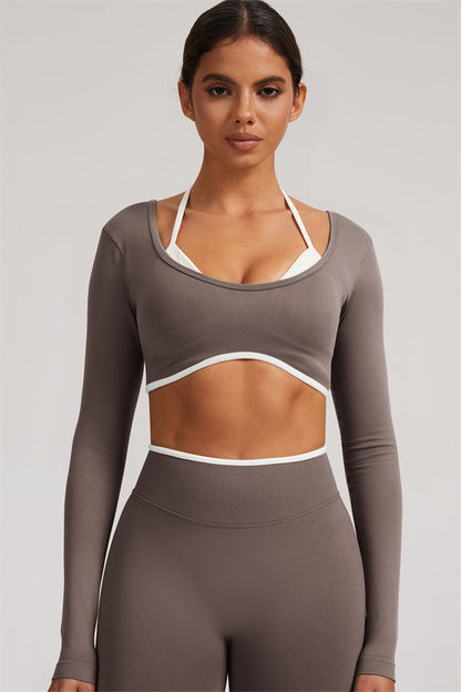 Long Sleeve Crop top Shorts 2-Piece Set