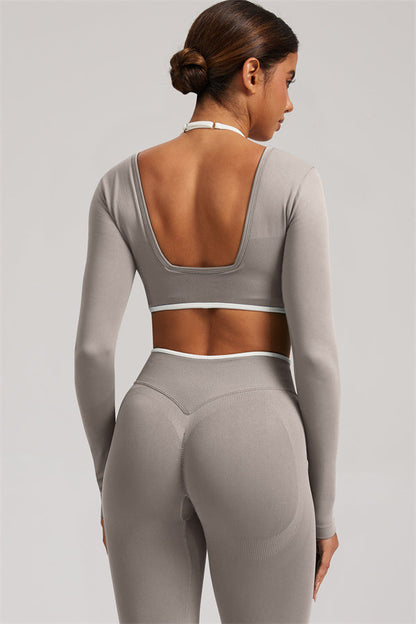 Long Sleeve + Crop Top Leggings 2-Piece Set