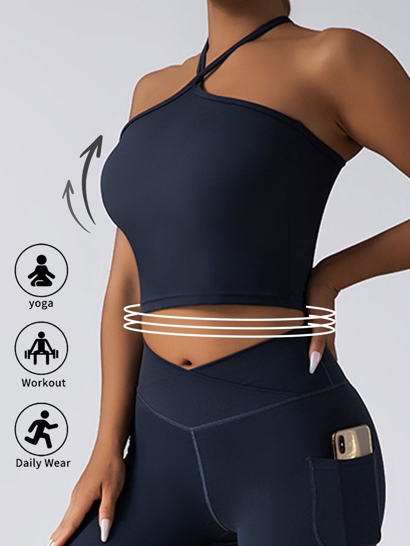 Padded Crop Top Push Up Sports Bra