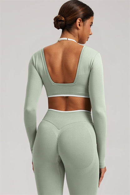 Long Sleeve + Crop Top Leggings 2-Piece Set