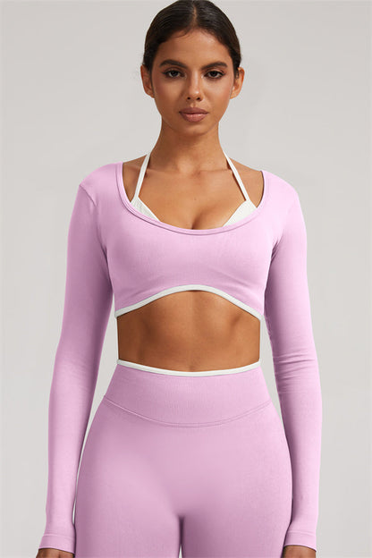 Long Sleeve Crop top Shorts 2-Piece Set