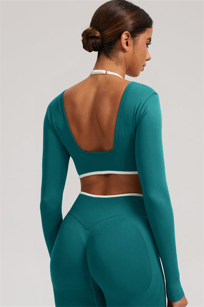 Long Sleeve Crop top Shorts 2-Piece Set