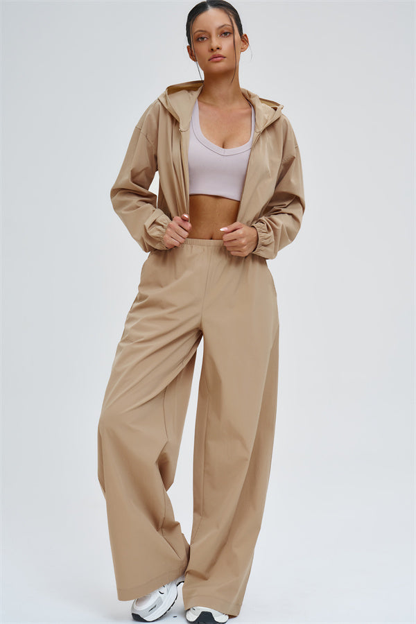 Crop Hoodie + Sweatpants 2-Piece Set