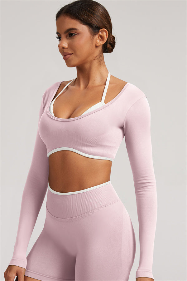 Long Sleeve Crop top Shorts 2-Piece Set