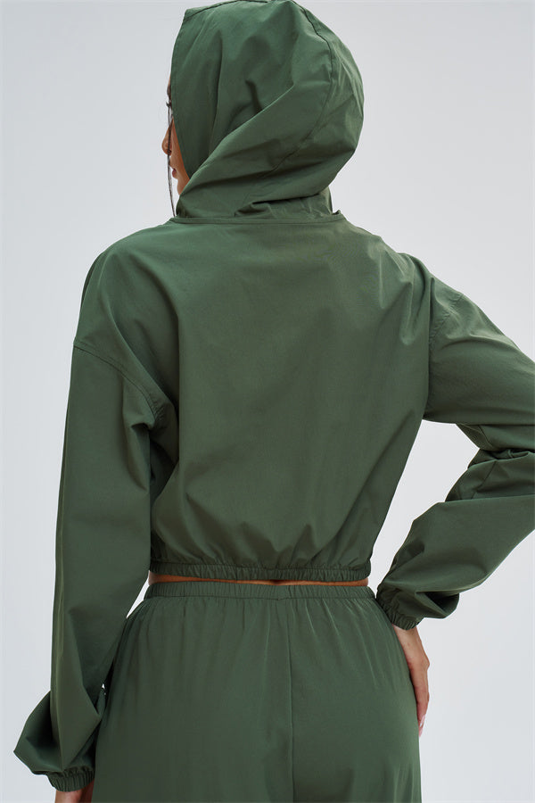 Crop Hoodie + Sweatpants 2-Piece Set
