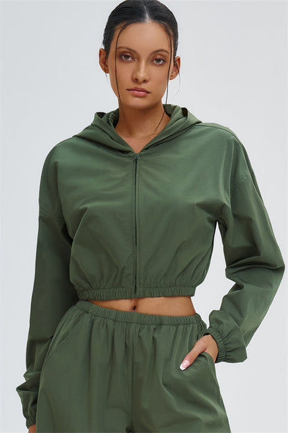 Crop Hoodie + Sweatpants 2-Piece Set
