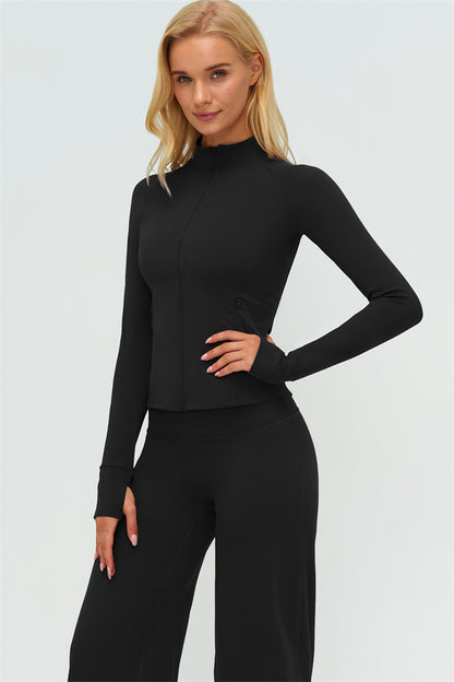 Zip Jacket New Straight Leg Pants 2-Piece Set