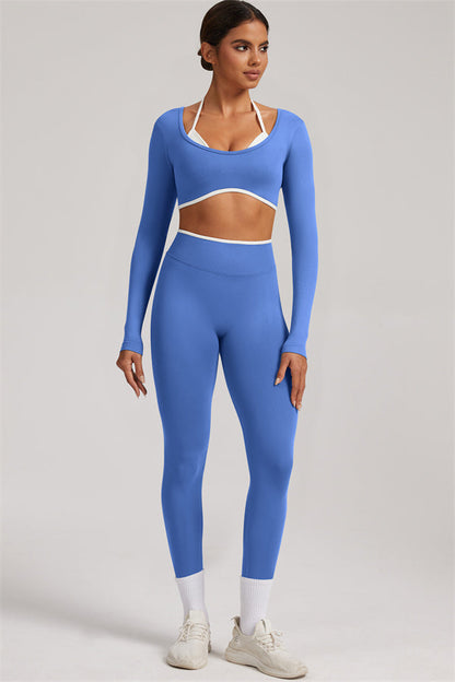 Long Sleeve + Crop Top Leggings 2-Piece Set