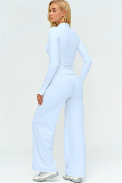 Zip Jacket New Straight Leg Pants 2-Piece Set