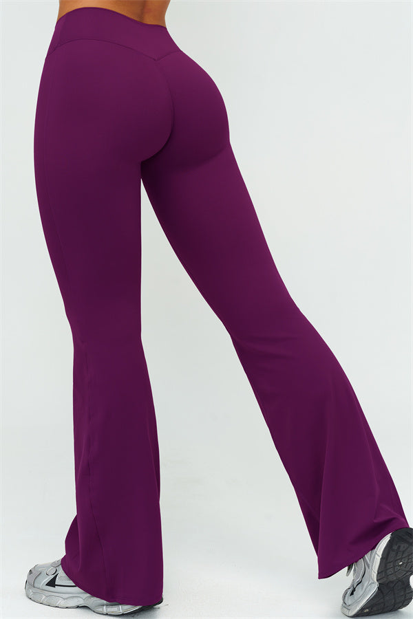V-Back Sports Bra Flared Leggings 2-Piece Set