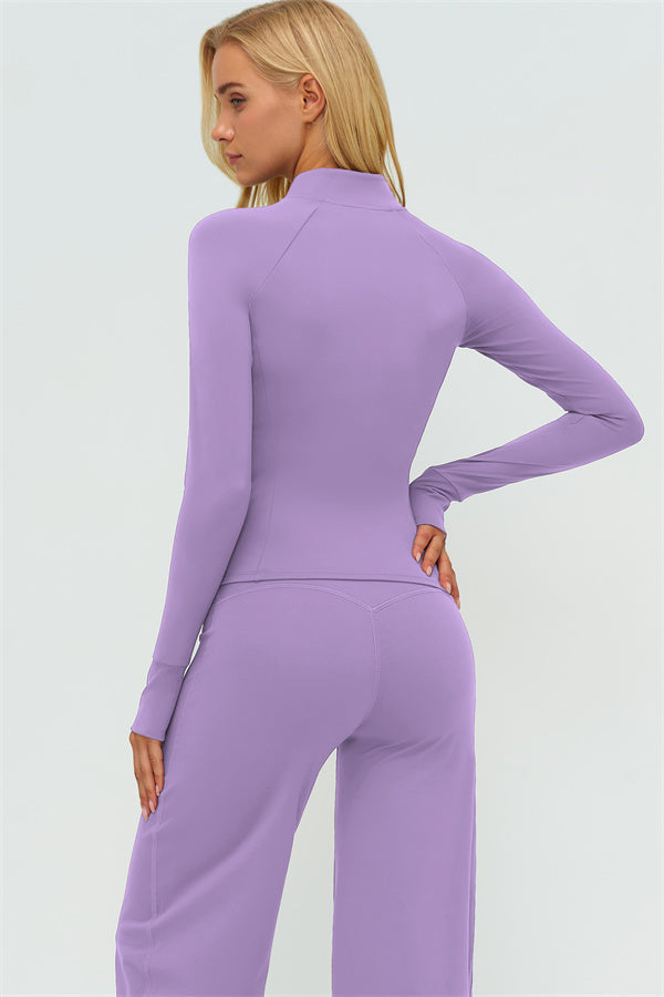 Zip Jacket New Straight Leg Pants 2-Piece Set