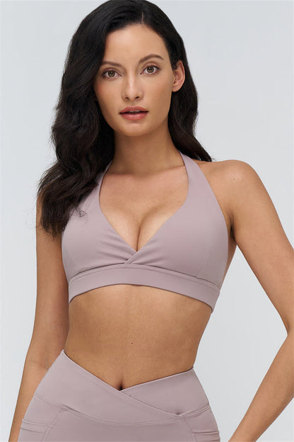 Deep V-Neckline Sports Bra